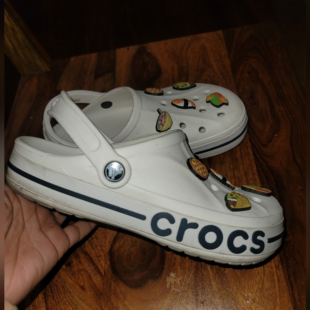 CROCS Adult White Sandals with Charms